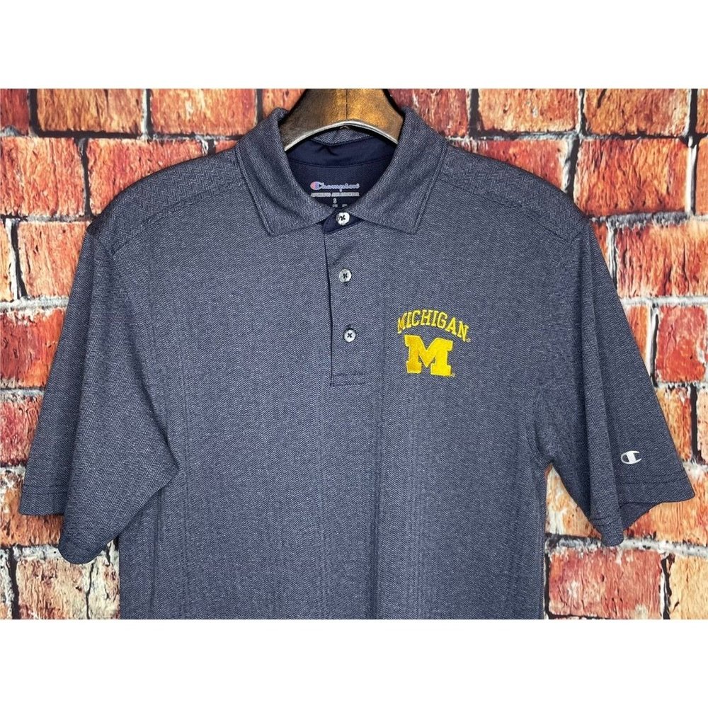 Michigan Wolverines Blue Gold Men’s Small Champion Short Sleeve Polo Shirt B1G